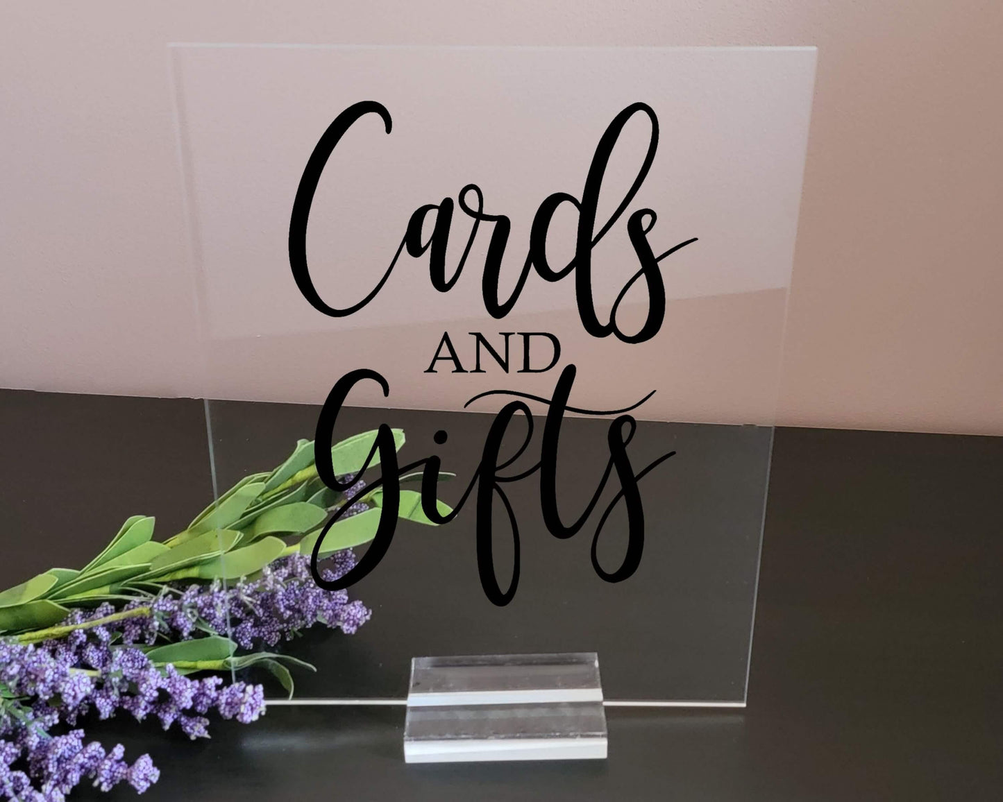 Cards and Gifts Acrylic Sign with Clear Background | 8 X 10"