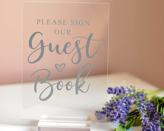 Guestbook Acrylic Sign with Clear Background | 5 X 7"