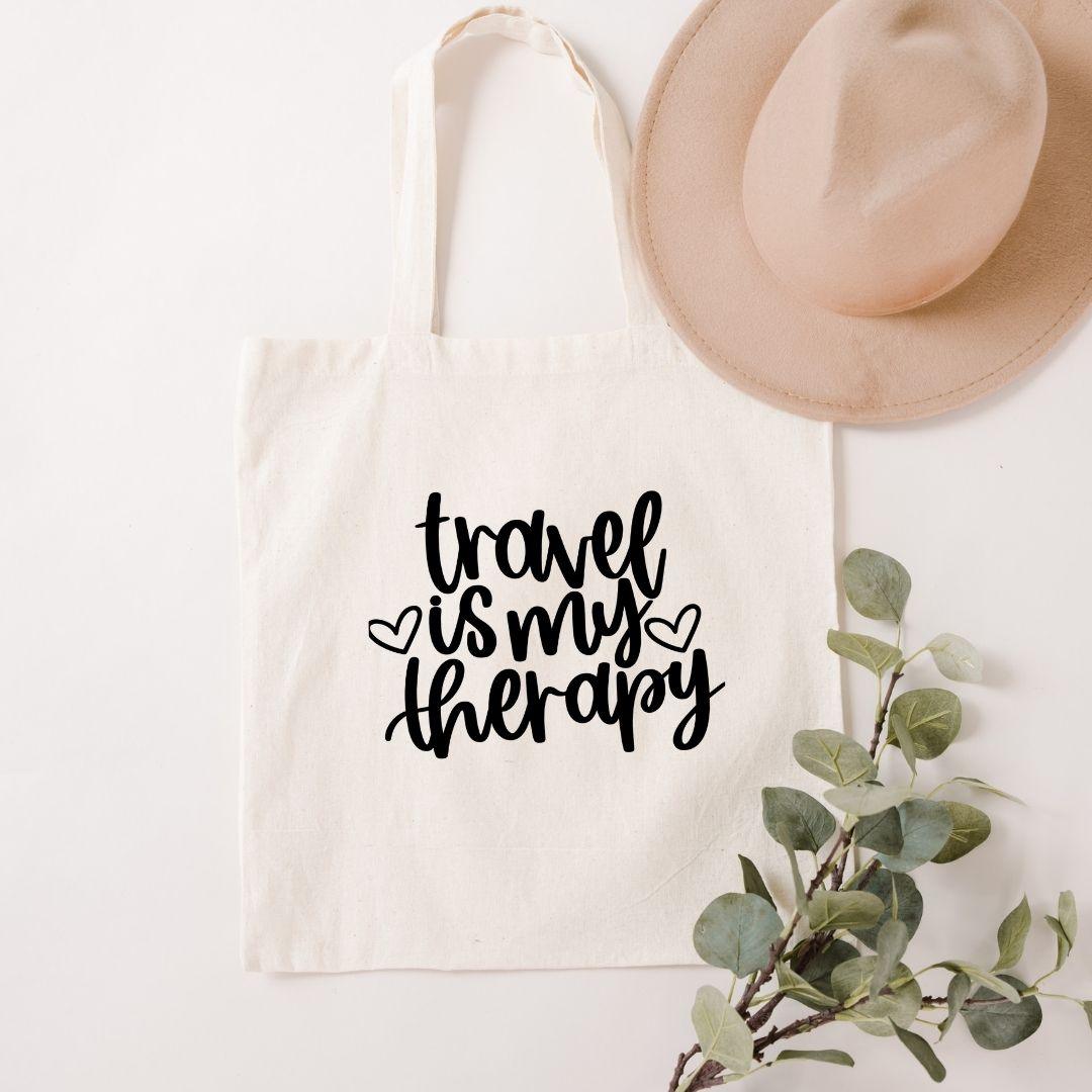 Travel is my Therapy Tote Bag - Crystal Rose Design Co.