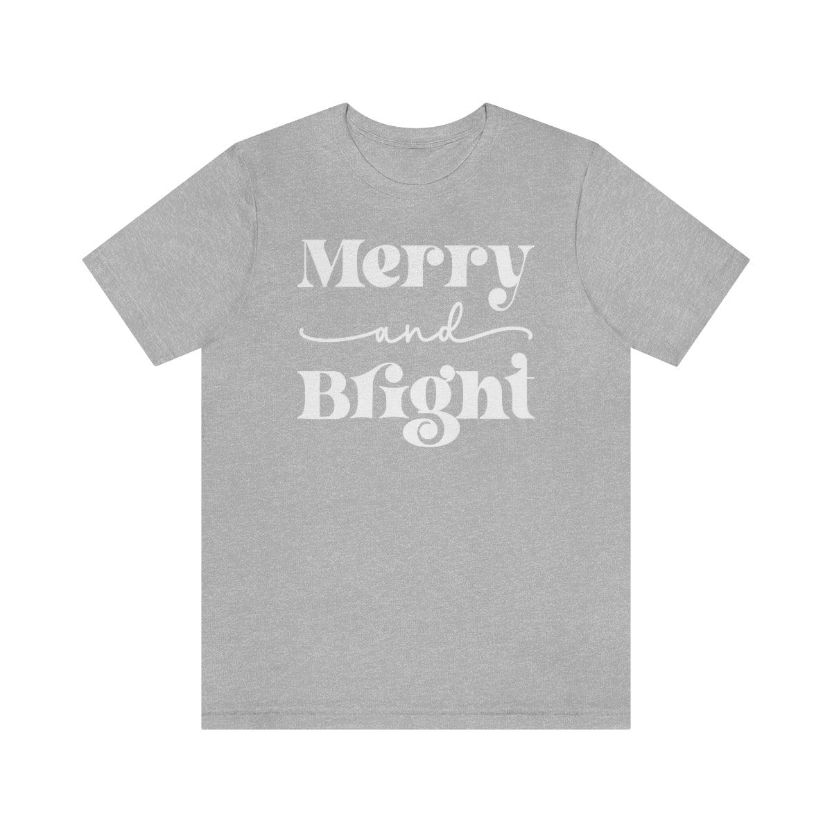 Retro Merry and Bright Christmas Shirt Short Sleeve Tee