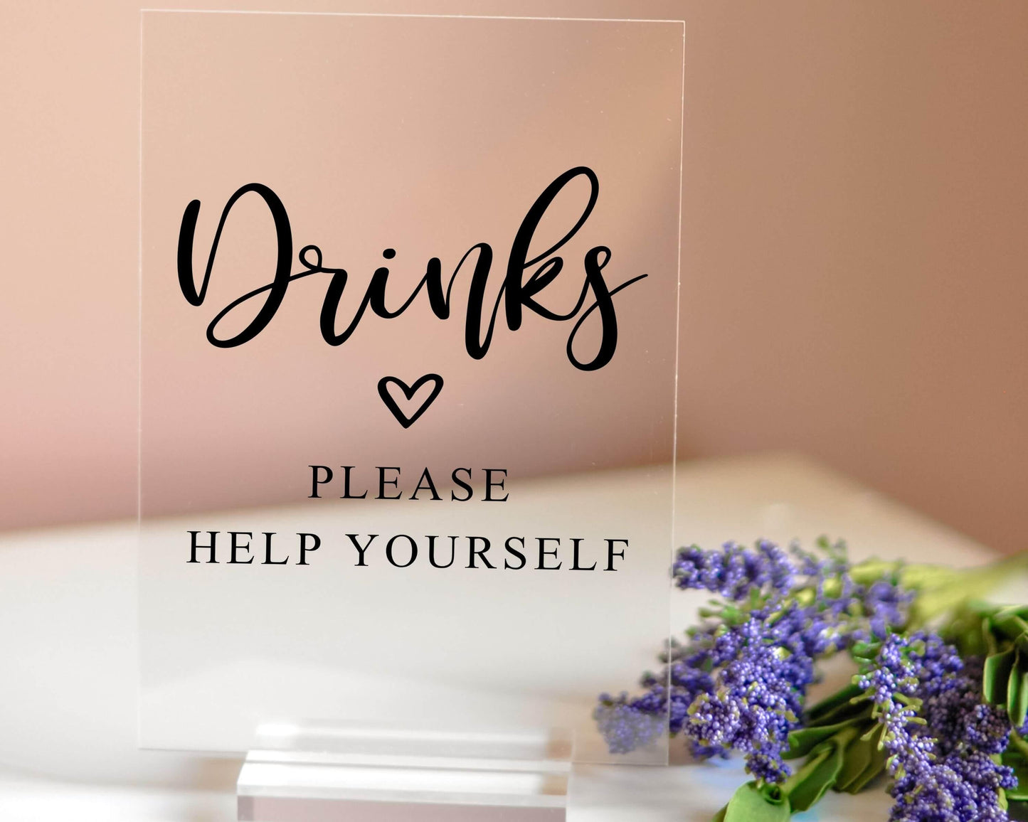 Drinks Acrylic Sign with Clear Background | 5 X 7"