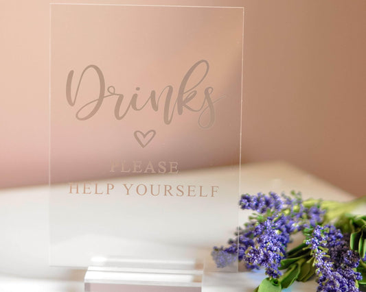 Drinks Acrylic Sign with Clear Background | 5 X 7"