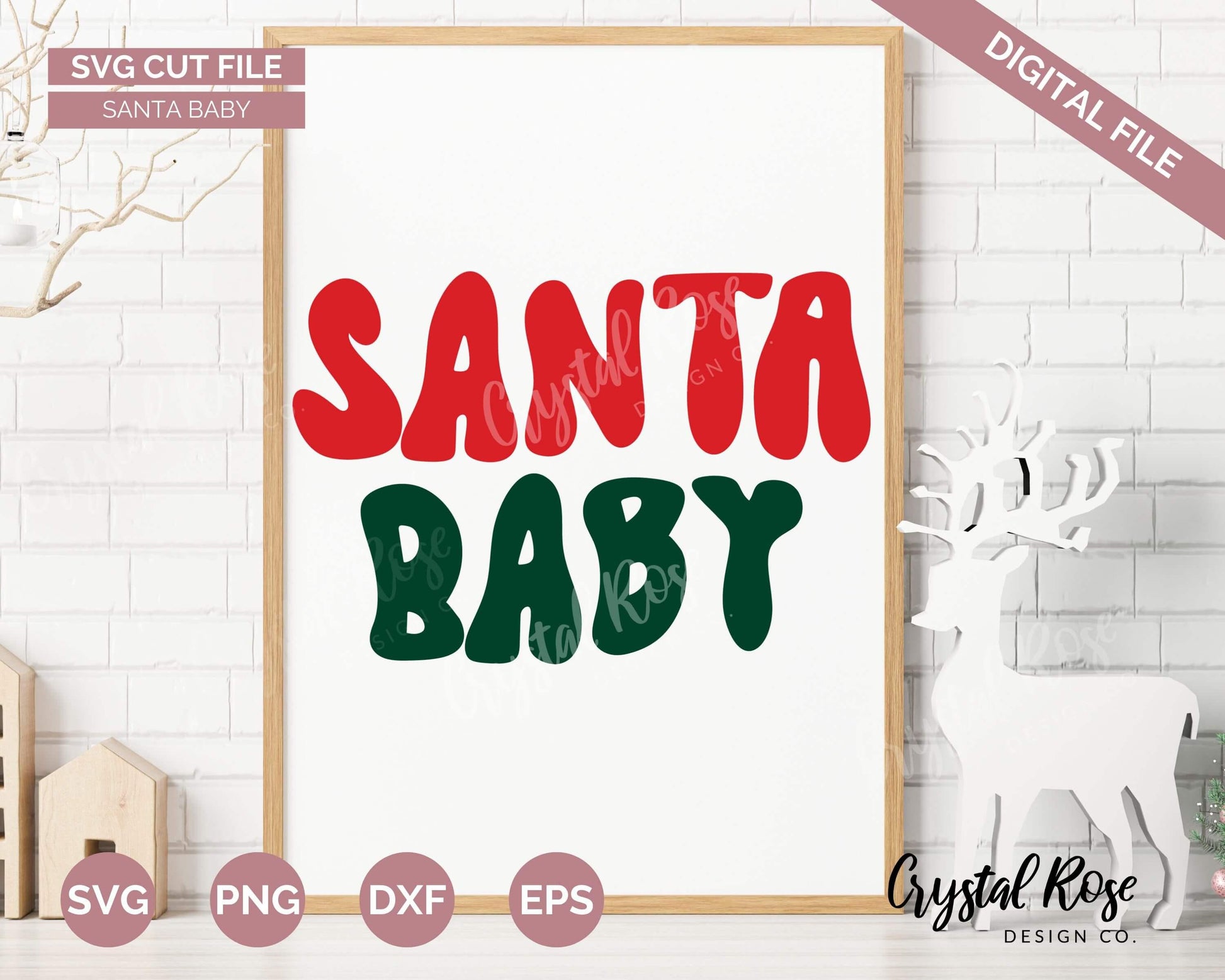 Retro Santa Baby SVG, Christmas SVG, Digital Download, Cricut, Silhouette, Glowforge (includes svg/png/dxf/eps) - Crystal Rose Design Co.