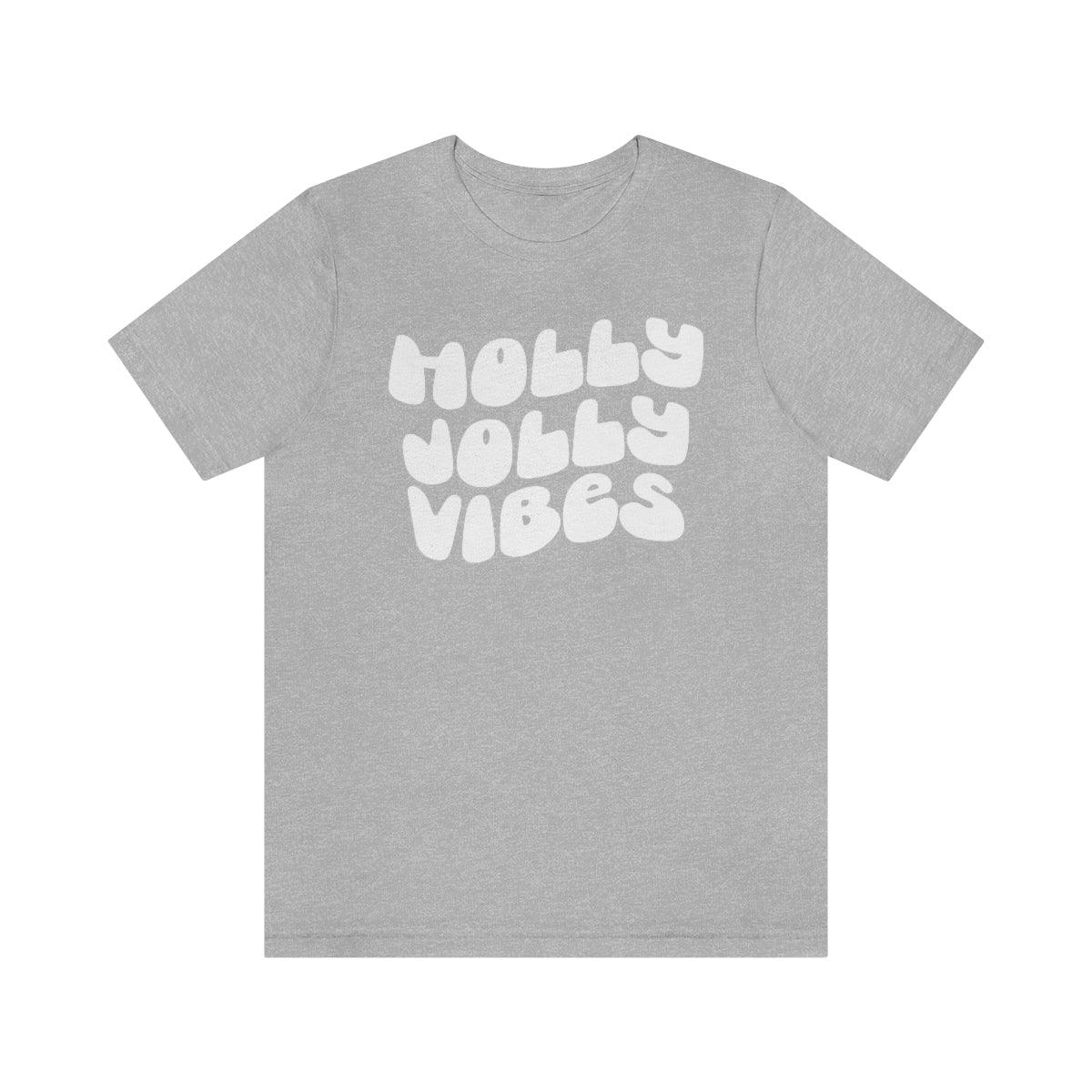 Retro Holly Jolly Vibes Christmas Shirt Short Sleeve Tee