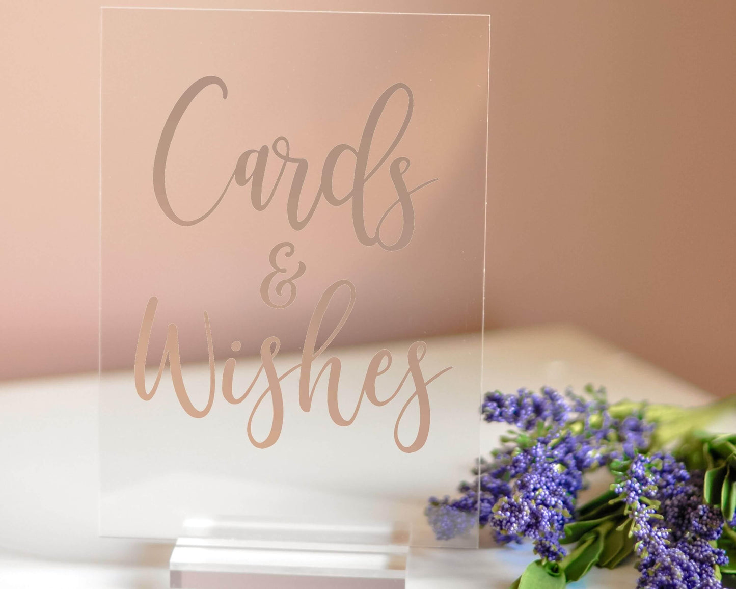 Cards and Wishes Acrylic Sign with Clear Background | 5 X 7" - Crystal Rose Design Co.