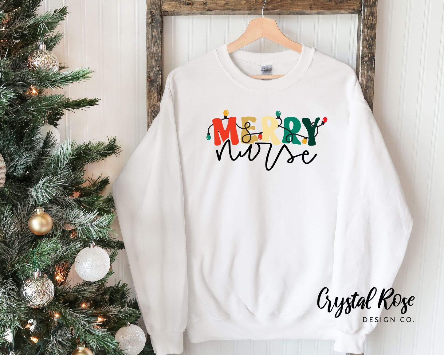Merry Nurse Christmas Crewneck Sweater - Crystal Rose Design Co.