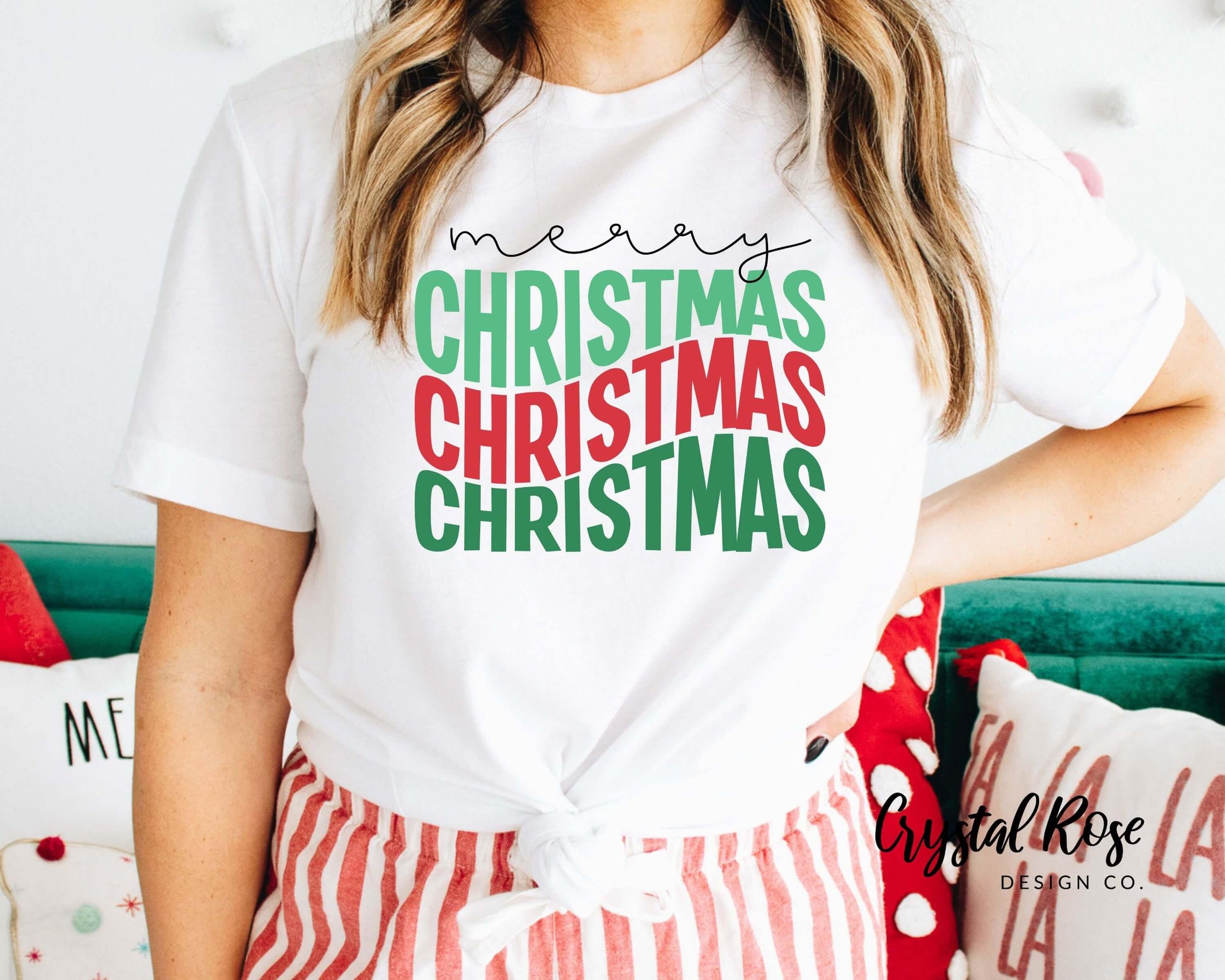 Retro Merry Christmas Christmas Shirt Short Sleeve Tee - Crystal Rose Design Co.