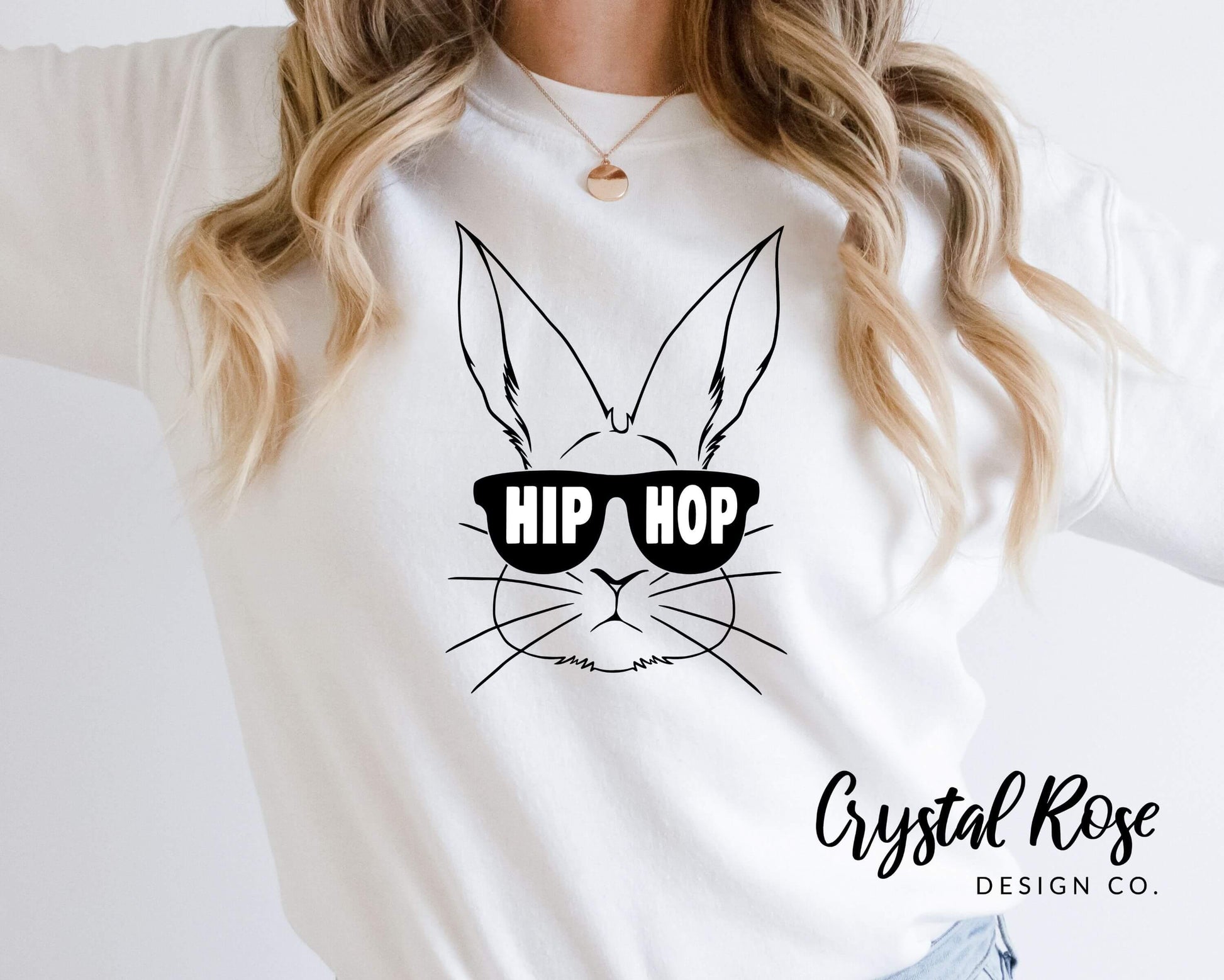 Hip Hop Bunny Crewneck Sweatshirt - Crystal Rose Design Co.