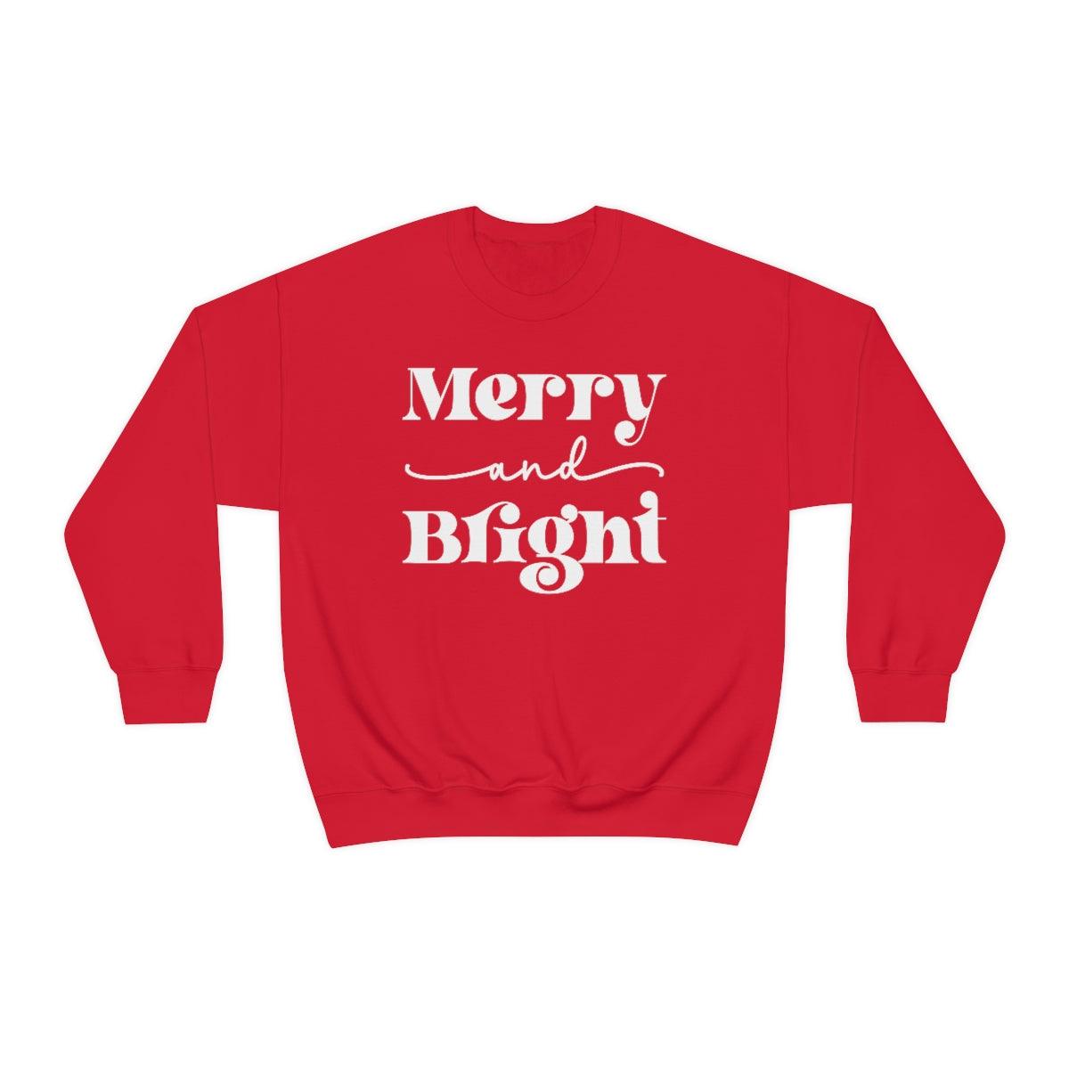 Retro Merry and Bright Christmas Crewneck Sweatshirt