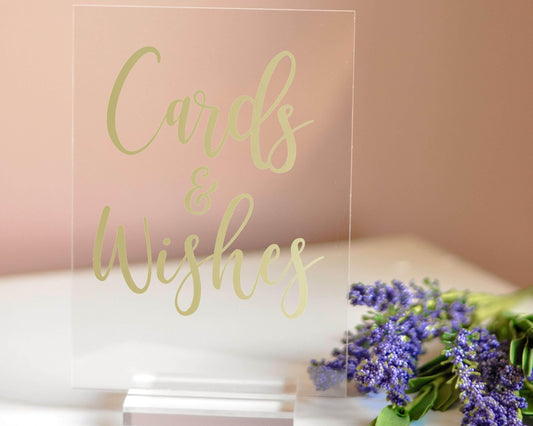 Cards and Wishes Acrylic Sign with Clear Background | 5 X 7"