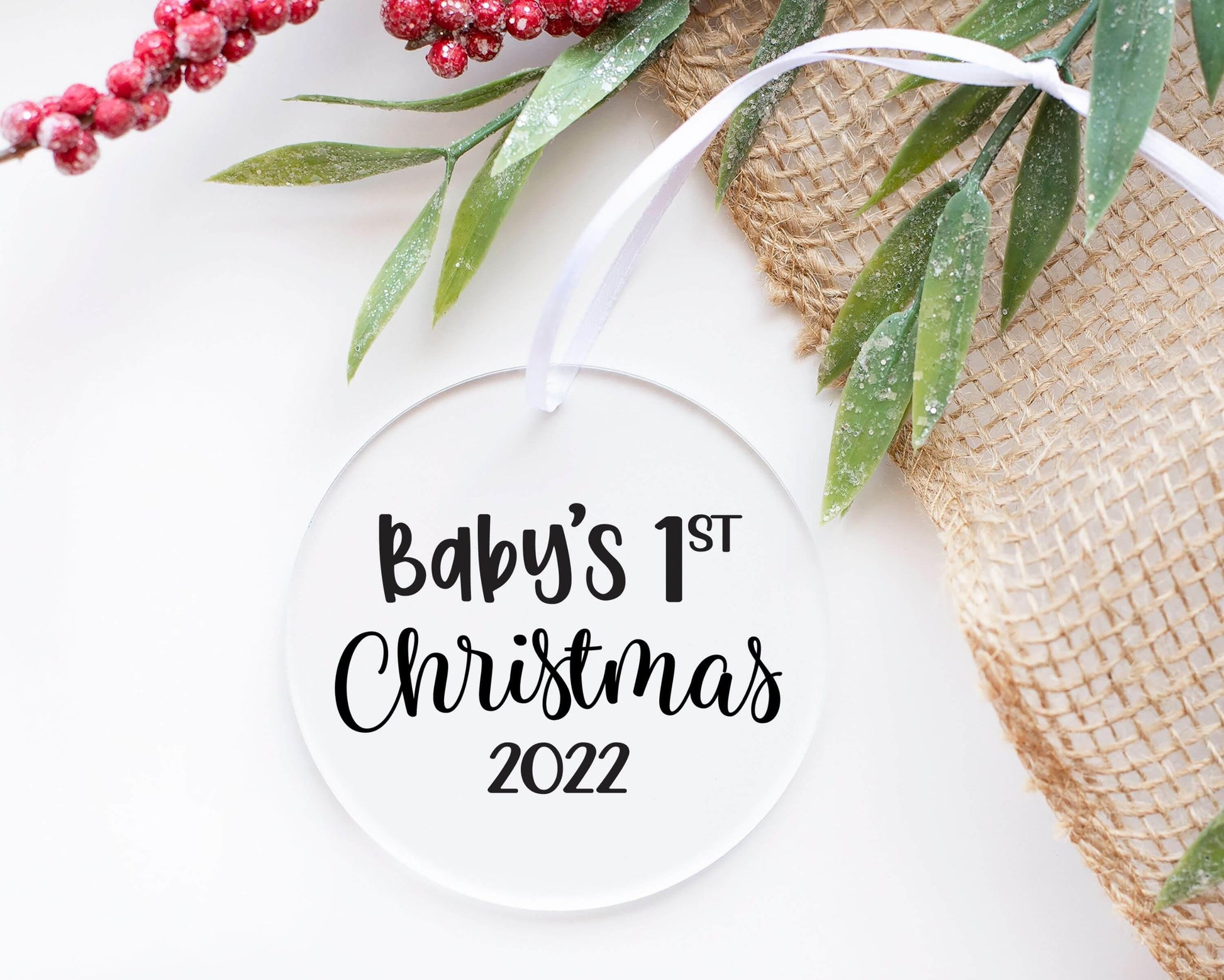 Baby's First Christmas 2022 Acrylic Ornament - Crystal Rose Design Co.