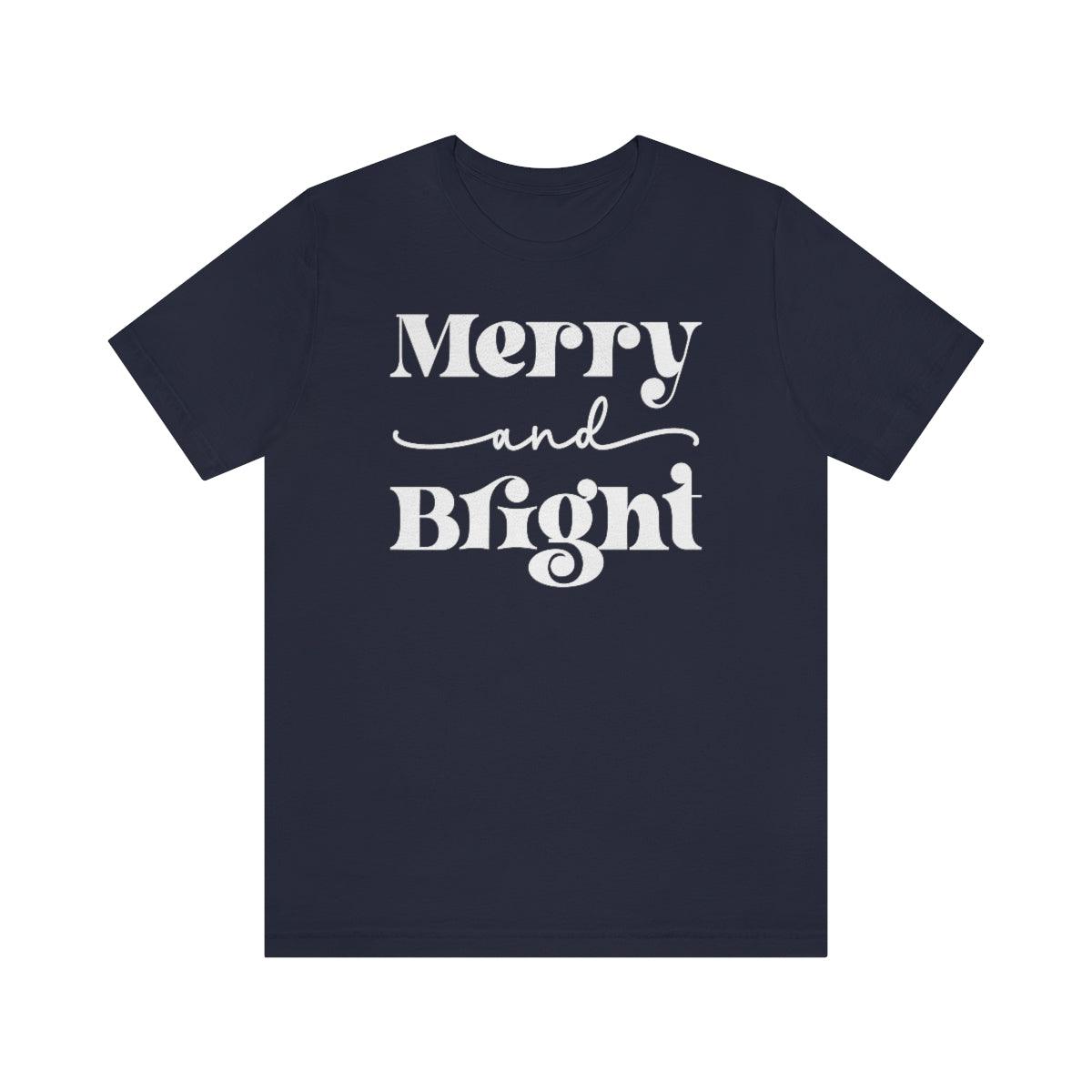 Retro Merry and Bright Christmas Shirt Short Sleeve Tee