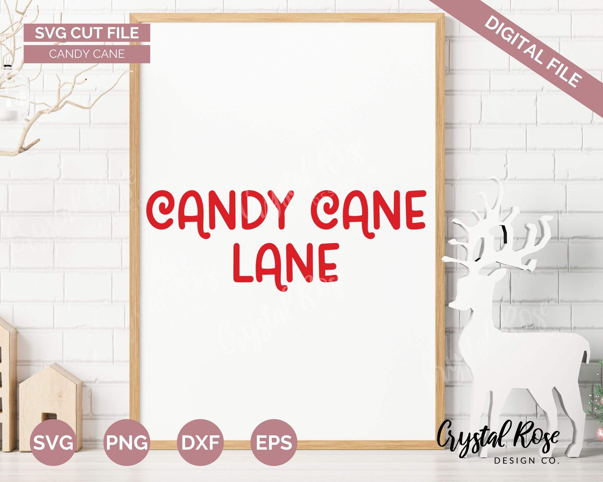 Candy Cane Lane SVG, Digital Download, Cricut, Silhouette, Glowforge (includes svg/png/dxf/eps) - Crystal Rose Design Co.