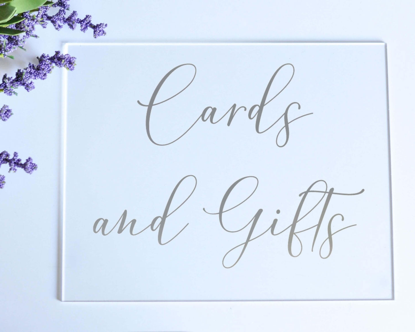 Cards and Gifts Acrylic Sign with Clear Background | 8 X 10" - Crystal Rose Design Co.