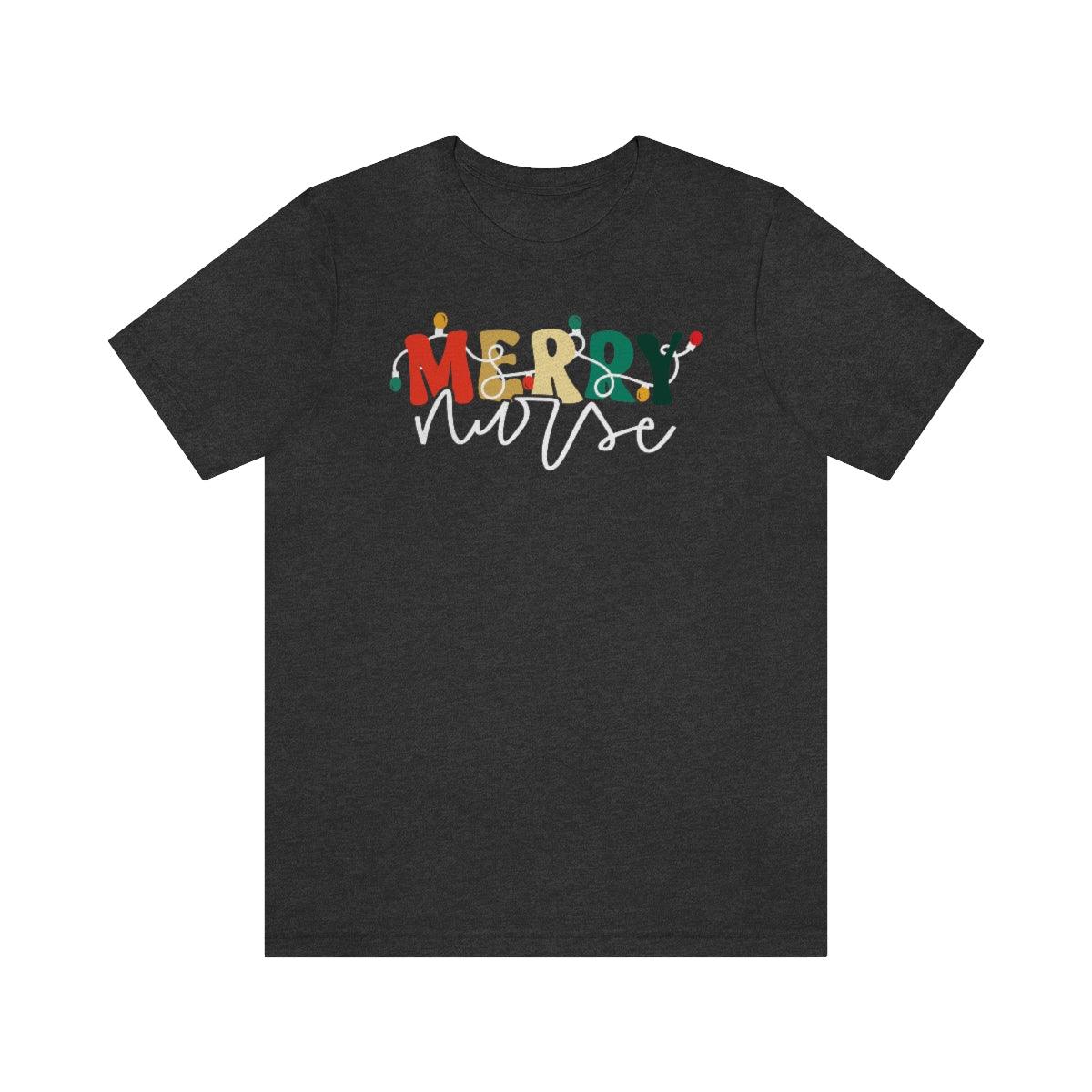 Retro Merry Nurse Christmas Trees Christmas Shirt Short Sleeve Tee - Crystal Rose Design Co.