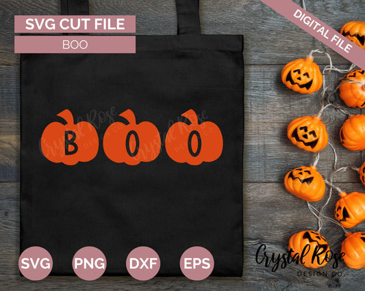 Boo Pumpkins SVG, Halloween SVG, Digital Download, Cricut, Silhouette, Glowforge (includes svg/png/dxf/eps) - Crystal Rose Design Co.