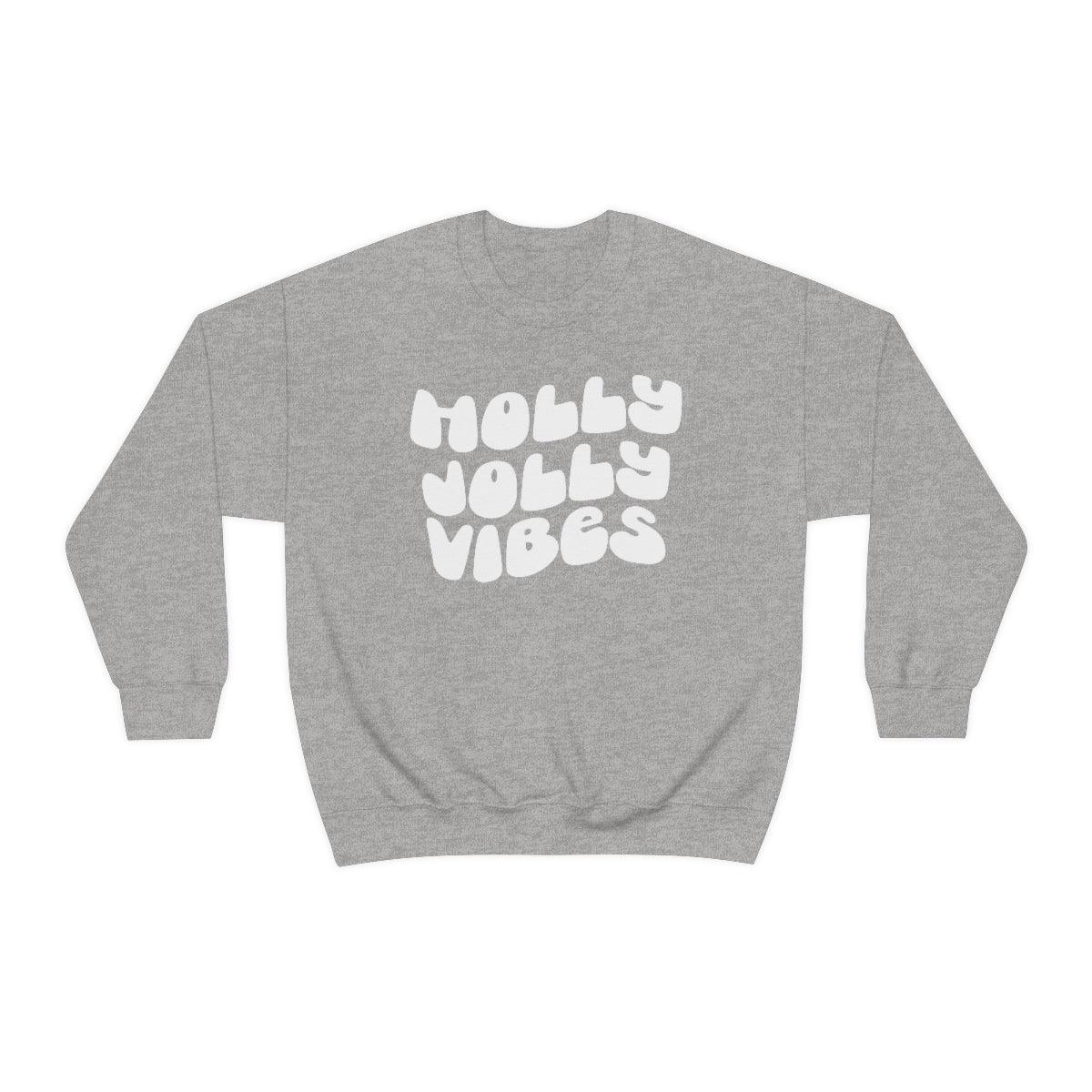 Retro Holly Jolly Vibes Christmas Crewneck Sweater - Crystal Rose Design Co.