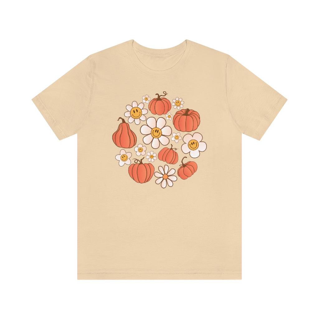 Retro Daisy Pumpkins Halloween Short Sleeve Tee - Crystal Rose Design Co.