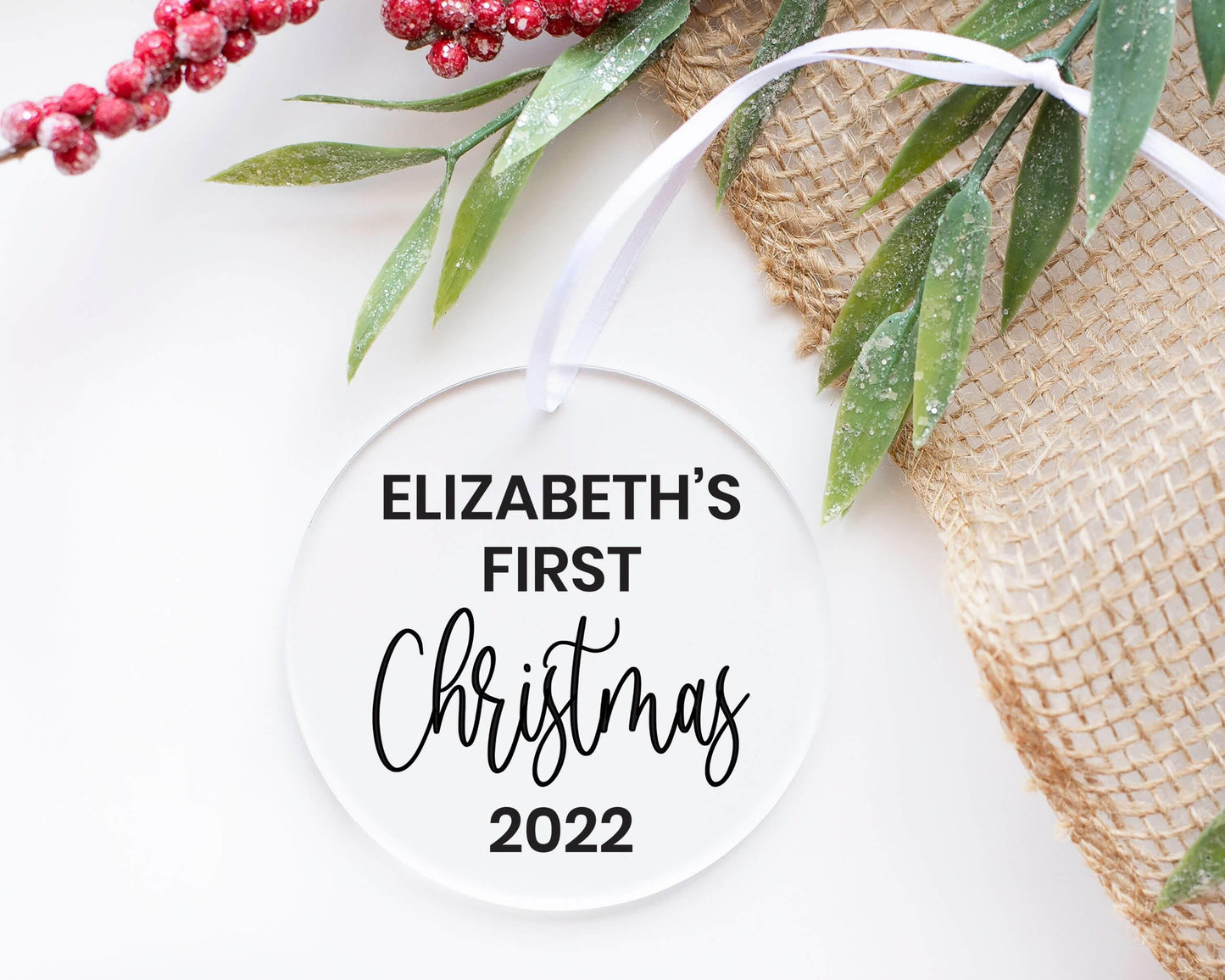 Modern Personalized First Christmas - Acrylic Ornament