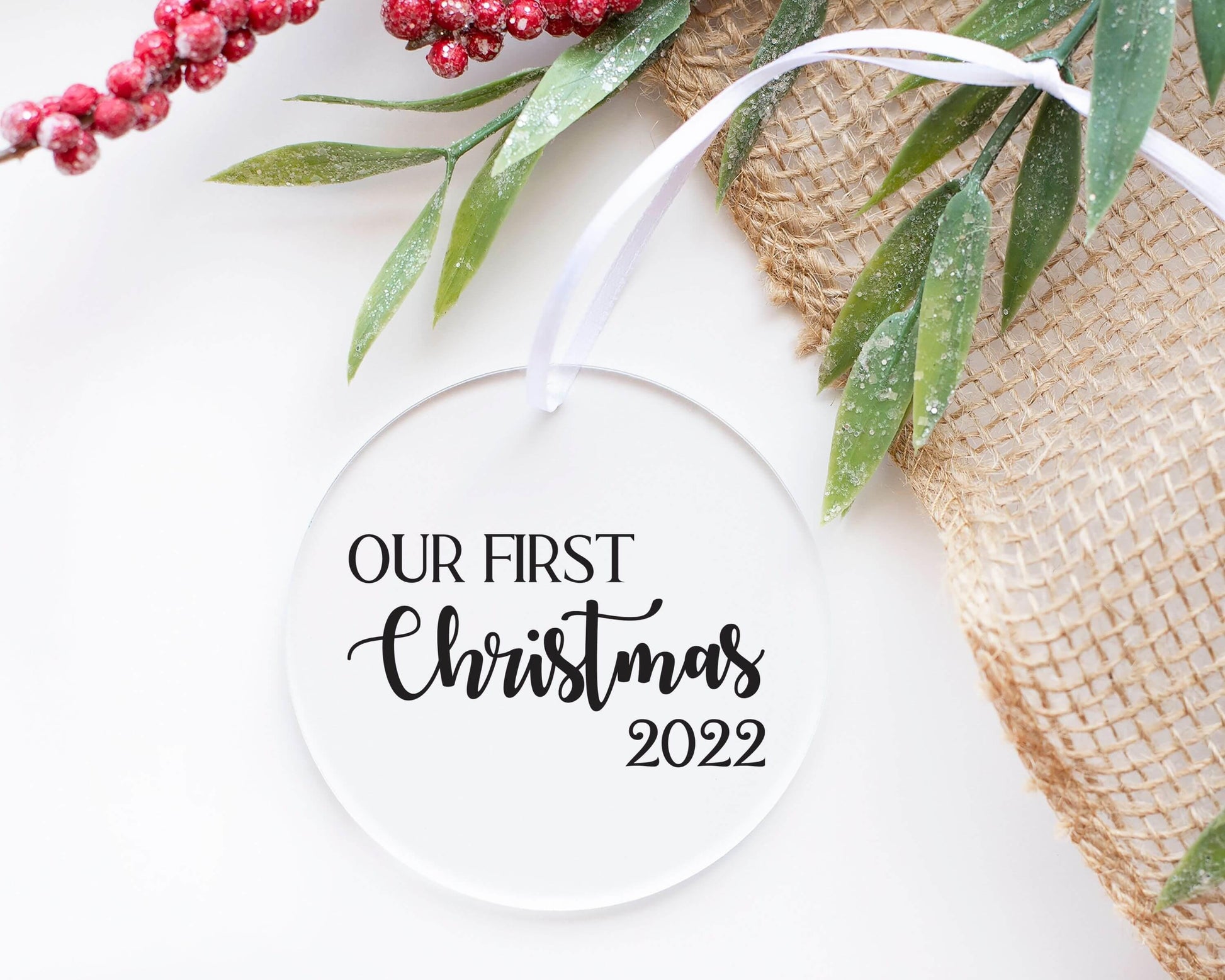 Our First Christmas 2022 Acrylic Ornament - Crystal Rose Design Co.