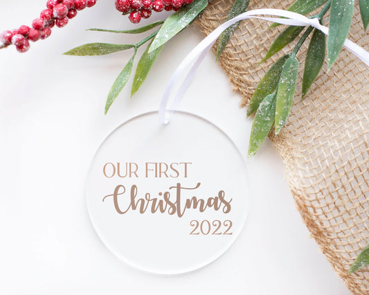 Our First Christmas 2022 Acrylic Ornament - Crystal Rose Design Co.