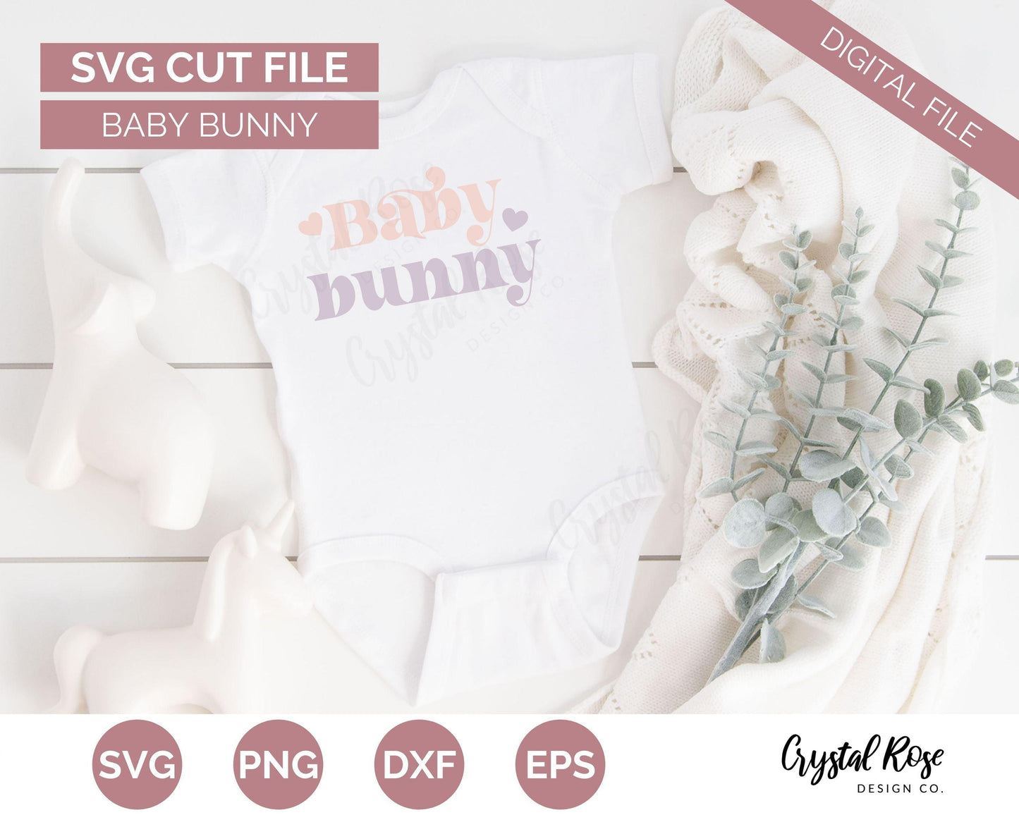 Baby Bunny SVG, Easter SVG, Digital Download, Cricut, Silhouette, Glowforge (includes svg/png/dxf/eps)