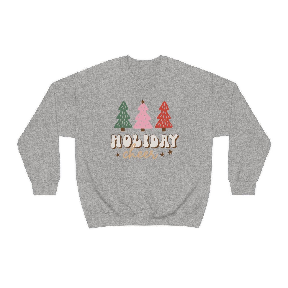 Retro Holiday Cheer Trees Christmas Crewneck Sweater