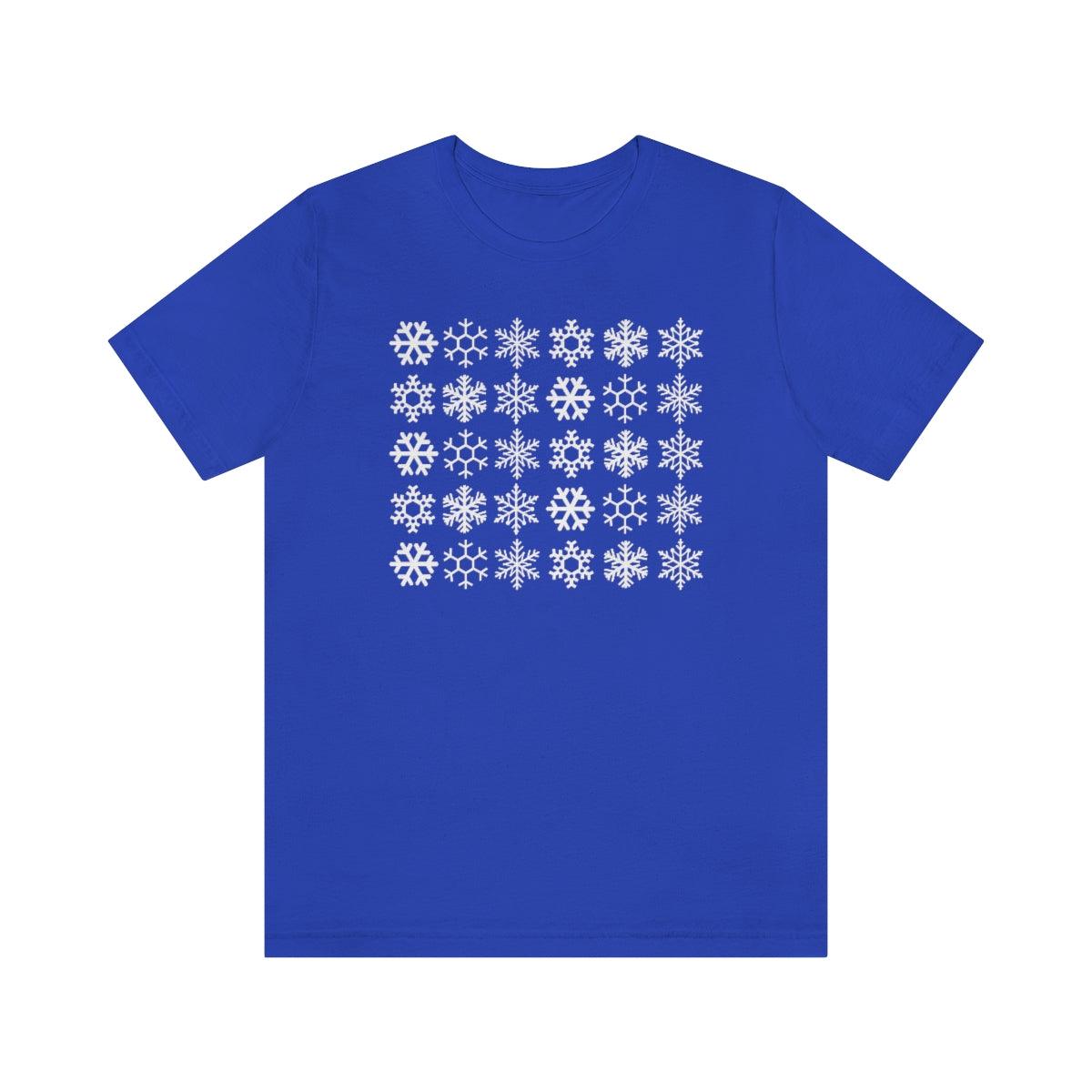 Snowflake Pattern Christmas Trees Christmas Shirt Short Sleeve Tee