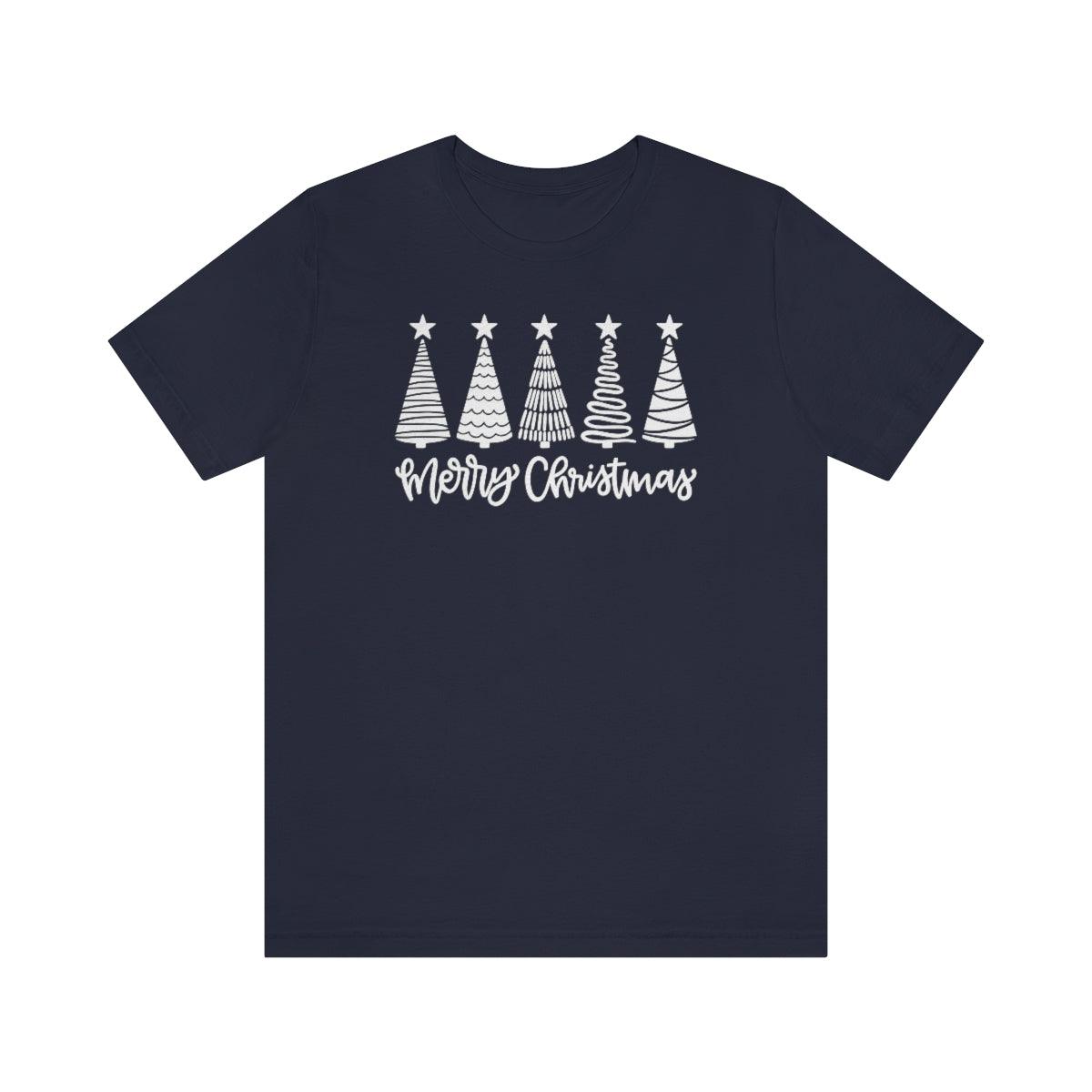 Merry Christmas Trees Christmas Shirt Short Sleeve Tee - Crystal Rose Design Co.