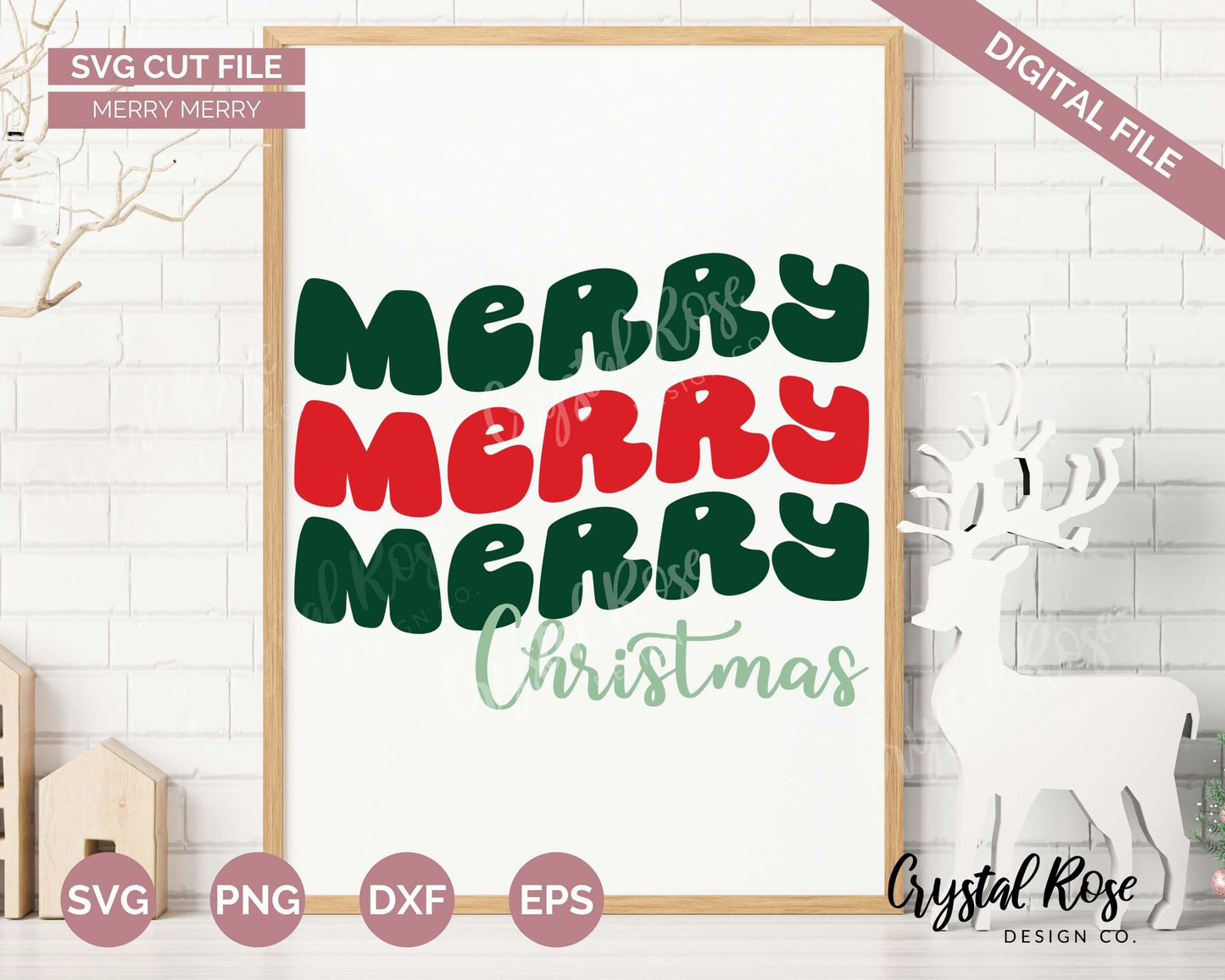 Retro Merry Christmas SVG, Christmas SVG, Digital Download, Cricut, Silhouette, Glowforge (includes svg/png/dxf/eps)