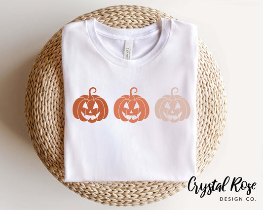 Three Pumpkins Halloween Short Sleeve Tee - Crystal Rose Design Co.