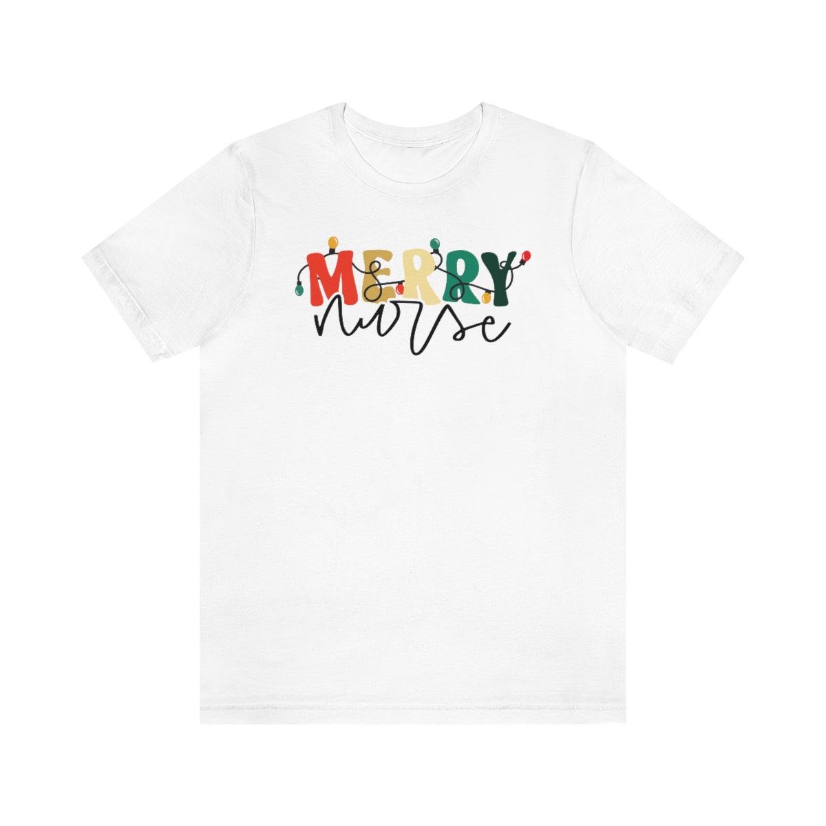 Retro Merry Nurse Christmas Trees Christmas Shirt Short Sleeve Tee