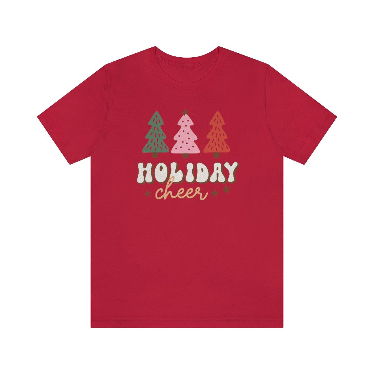Retro Holiday Cheer Trees Christmas Shirt Short Sleeve Tee