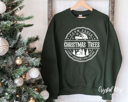 Farm Fresh Christmas Trees Christmas Crewneck Sweater - Crystal Rose Design Co.