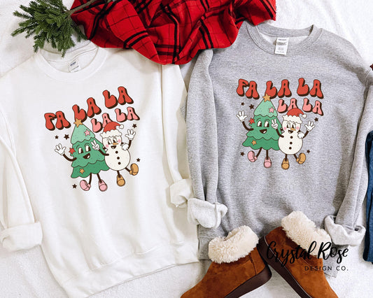 Retro Fa La La La Christmas Crewneck Sweater