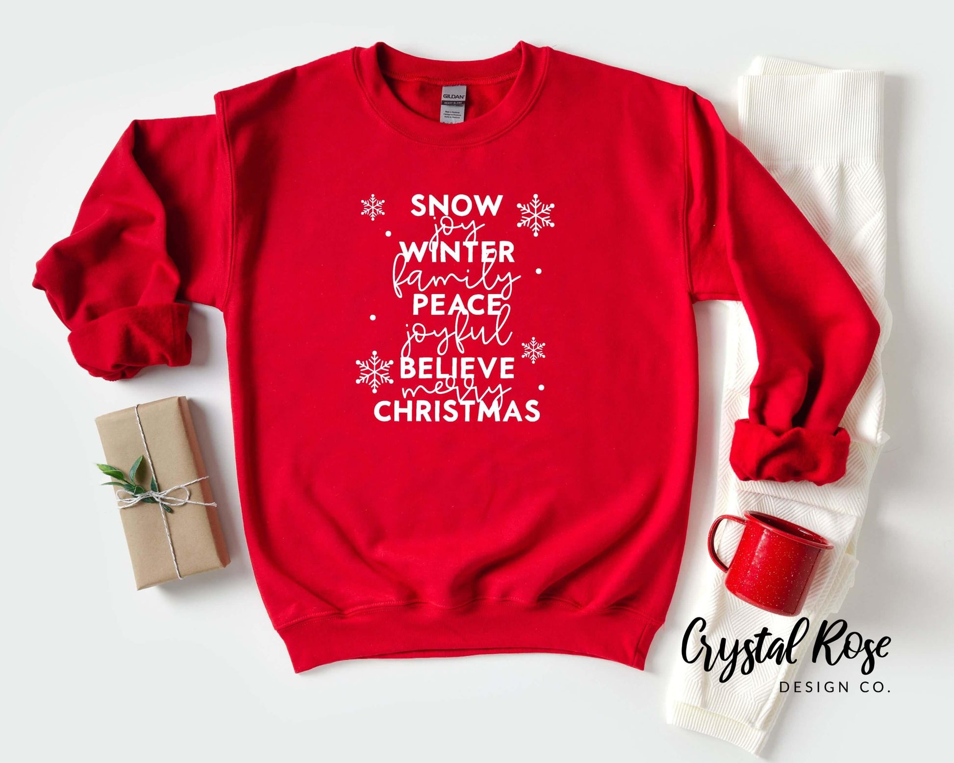 Snow Christmas Believe Christmas Crewneck Sweater - Crystal Rose Design Co.