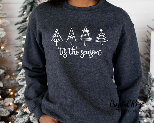 Tis The Season Trees Christmas Crewneck Sweater - Crystal Rose Design Co.