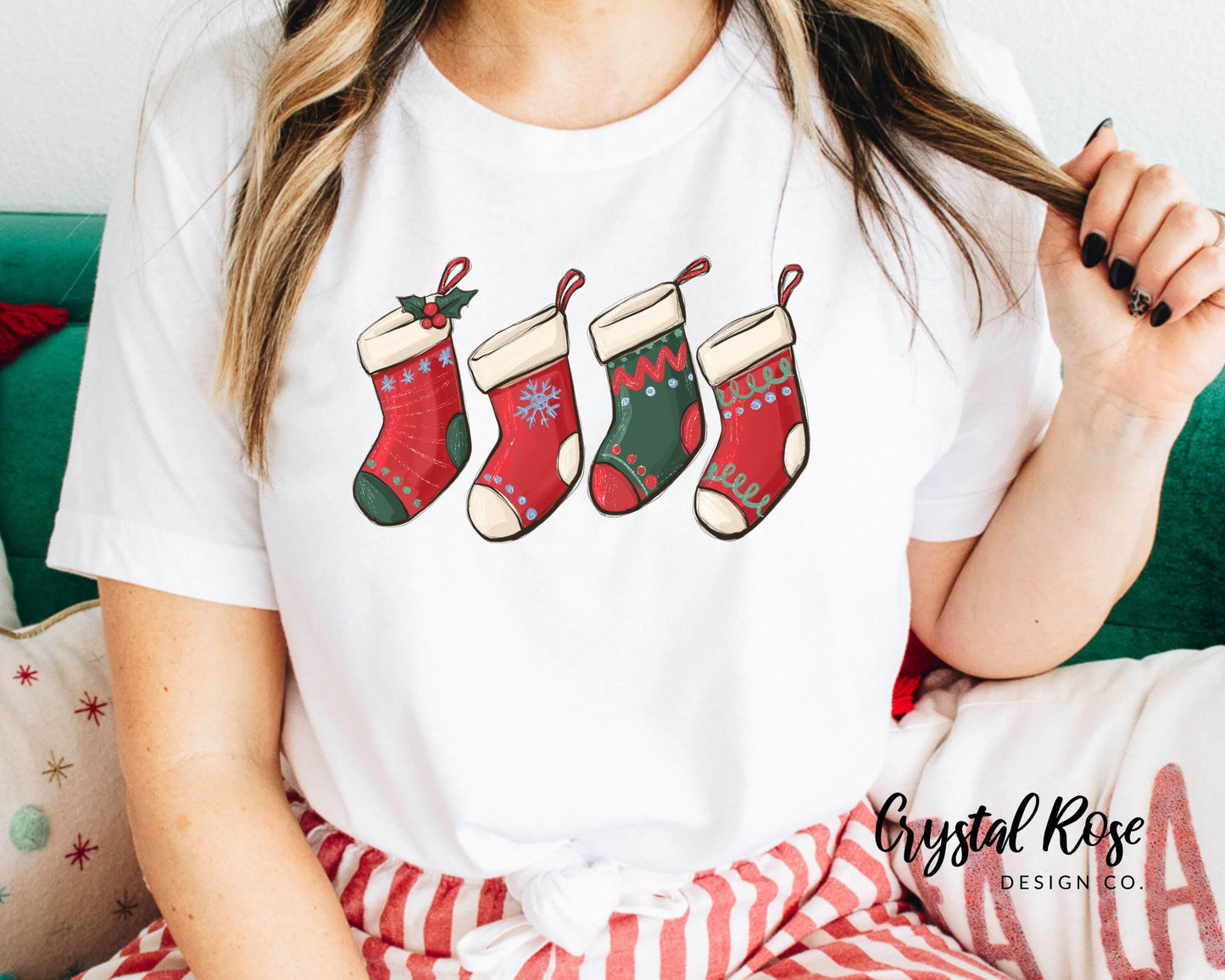 Christmas Stockings Christmas Shirt Short Sleeve Tee - Crystal Rose Design Co.