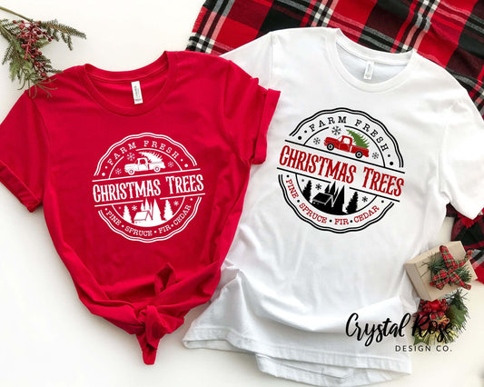 Farm Fresh Christmas Trees Christmas Shirt Short Sleeve Tee - Crystal Rose Design Co.