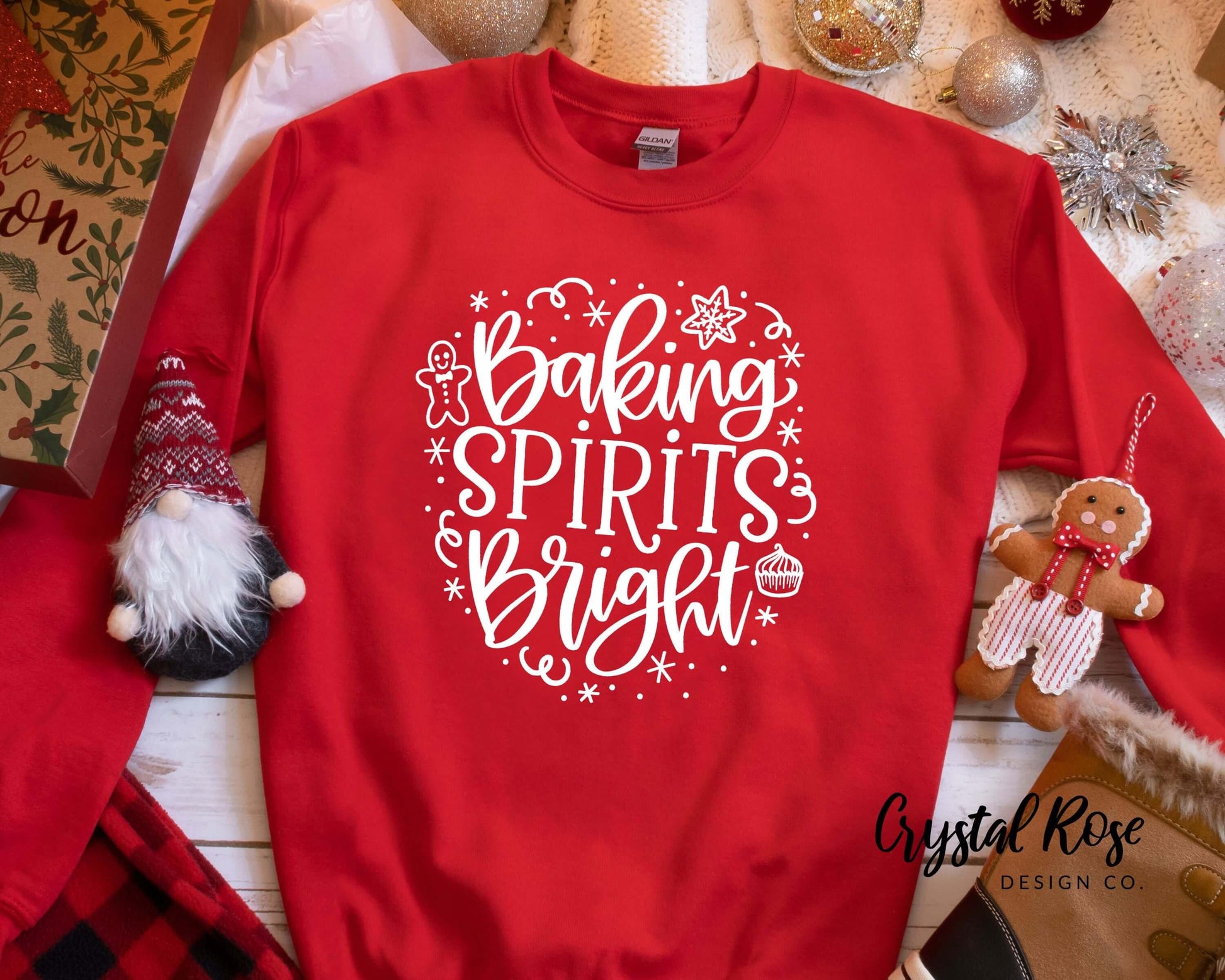 Baking Spirits Bright Christmas Crewneck Sweater - Crystal Rose Design Co.