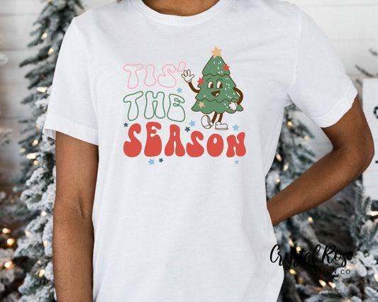 Retro Tis The Season Christmas Shirt Short Sleeve Tee - Crystal Rose Design Co.