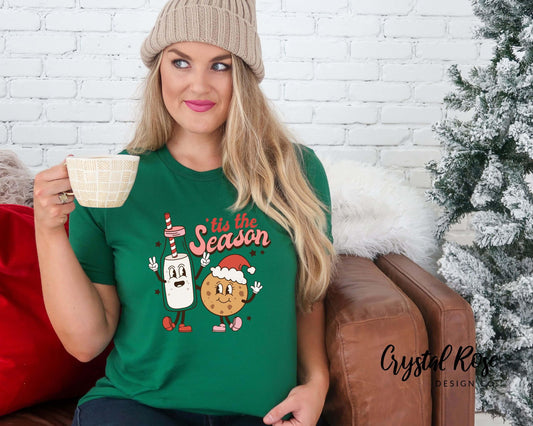 Retro Tis The Season Christmas Shirt Short Sleeve Tee - Crystal Rose Design Co.