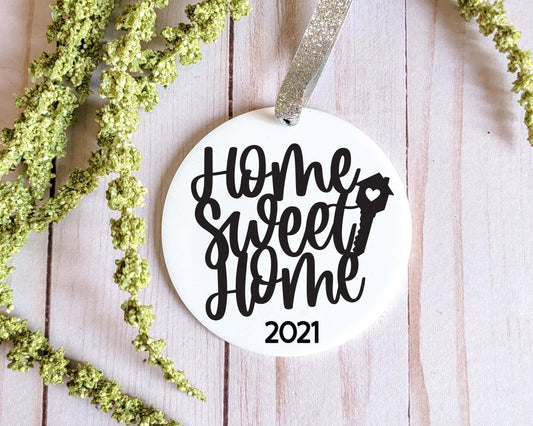 Home Sweet Home 2022 White Acrylic Ornament - Crystal Rose Design Co.