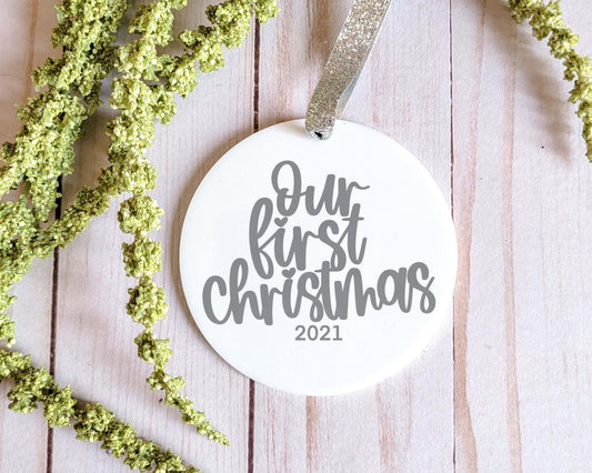 Our First Christmas 2022 White Acrylic Ornament