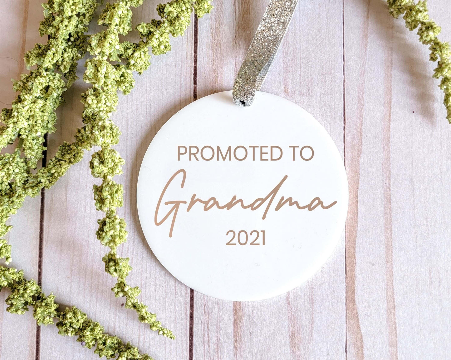 Promoted to Grandma Personalized First Christmas White Acrylic Ornament