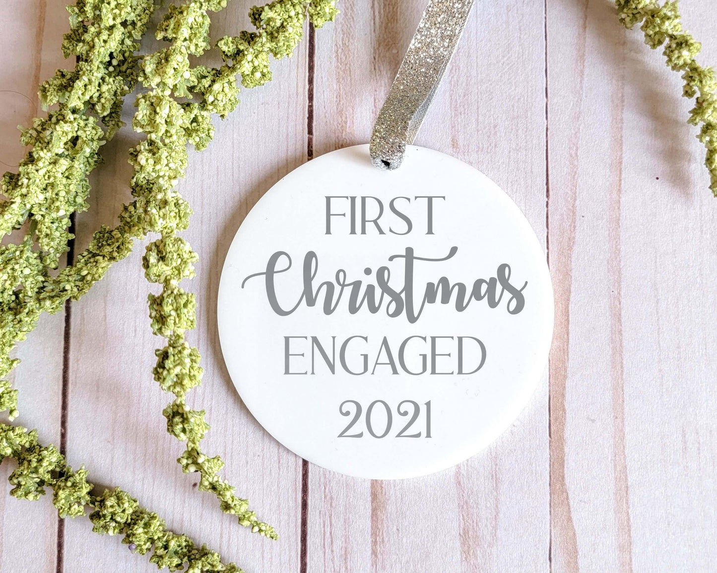 First Christmas Engaged 2022 White Acrylic Ornament