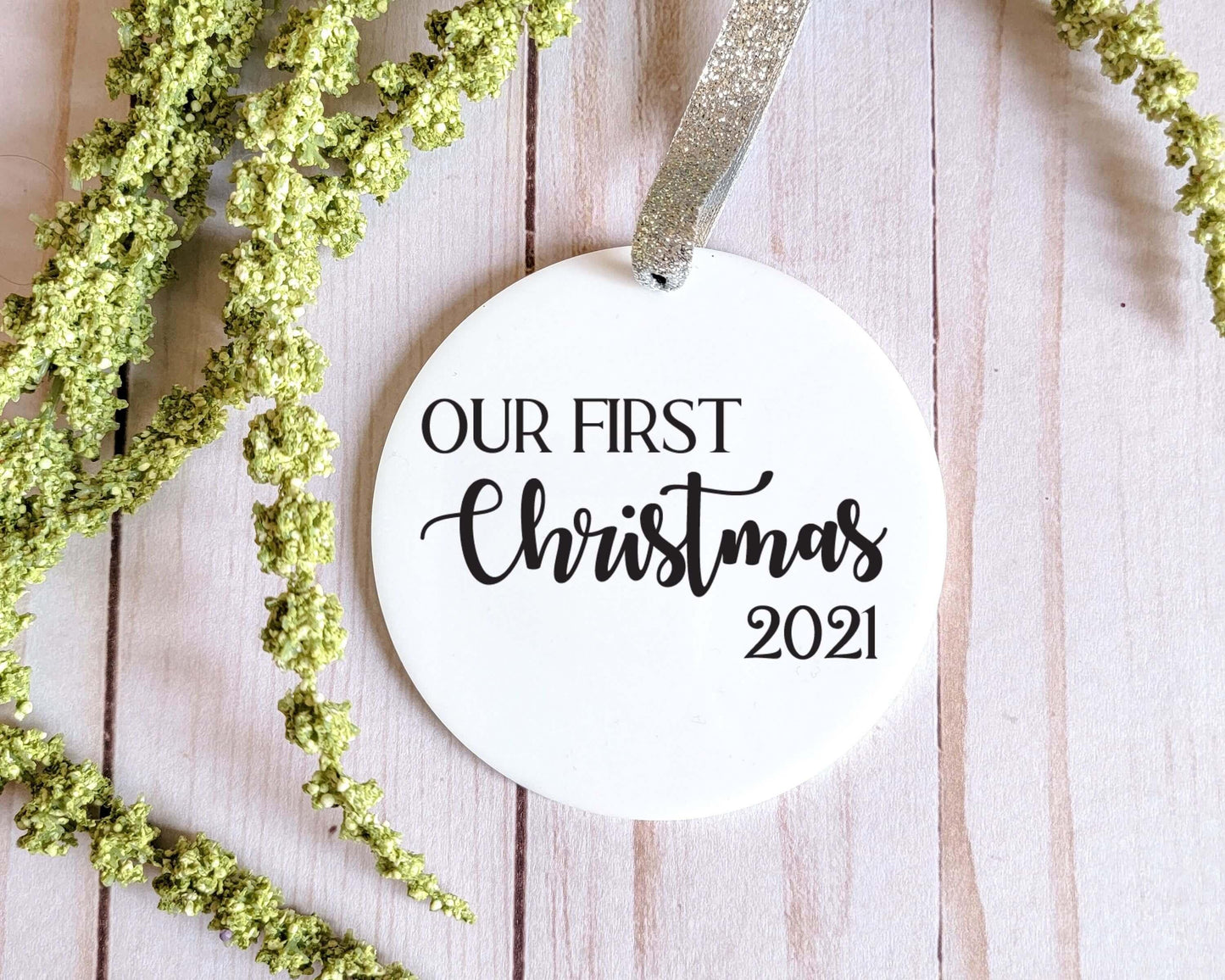 Our First Christmas 2022 White Acrylic Ornament - Crystal Rose Design Co.