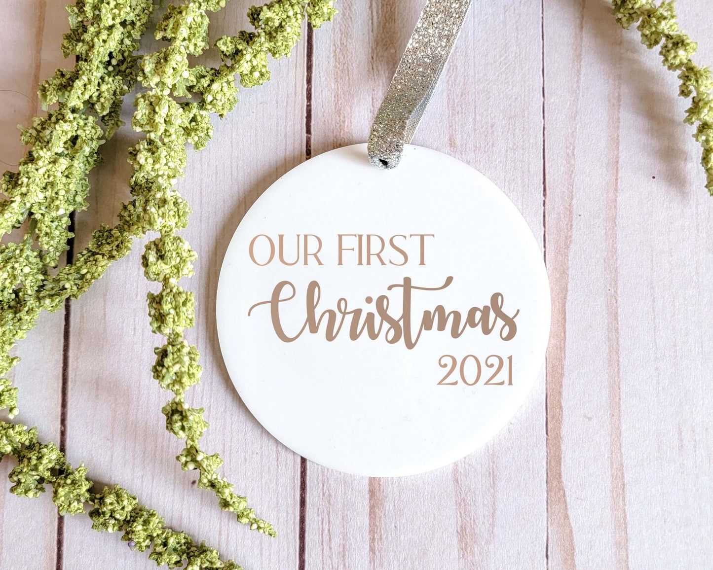 Our First Christmas 2022 White Acrylic Ornament - Crystal Rose Design Co.