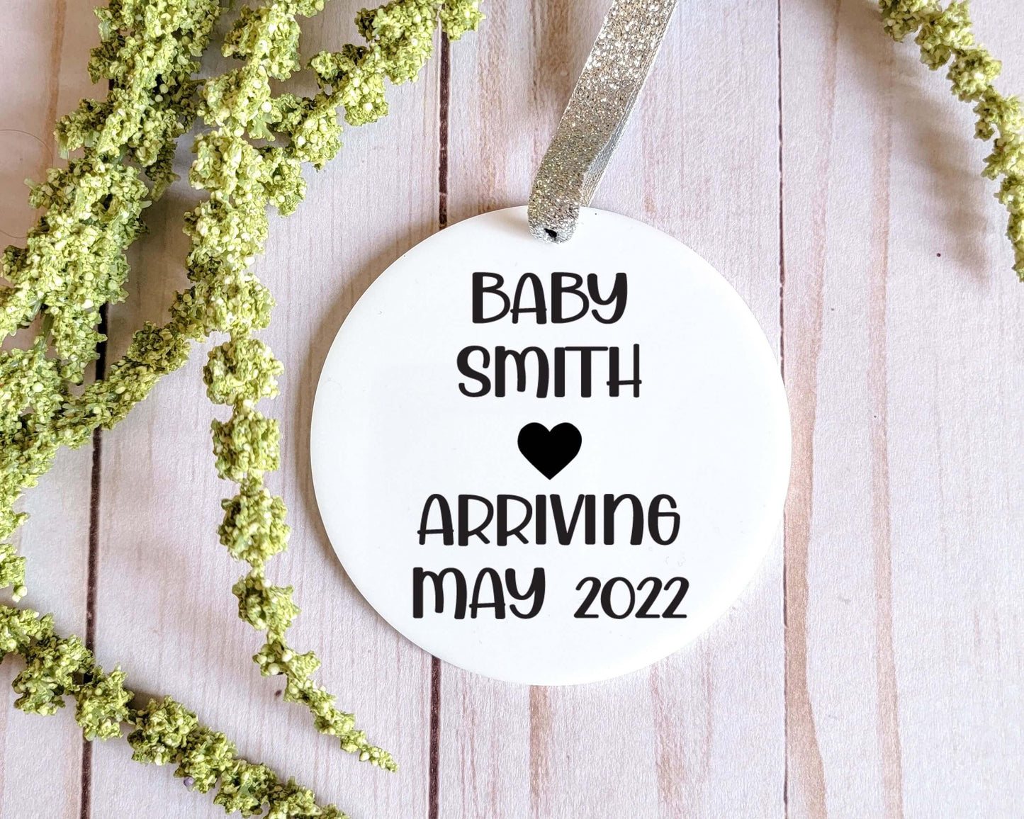 Personalized Baby Name and Birthdate White Acrylic Ornament
