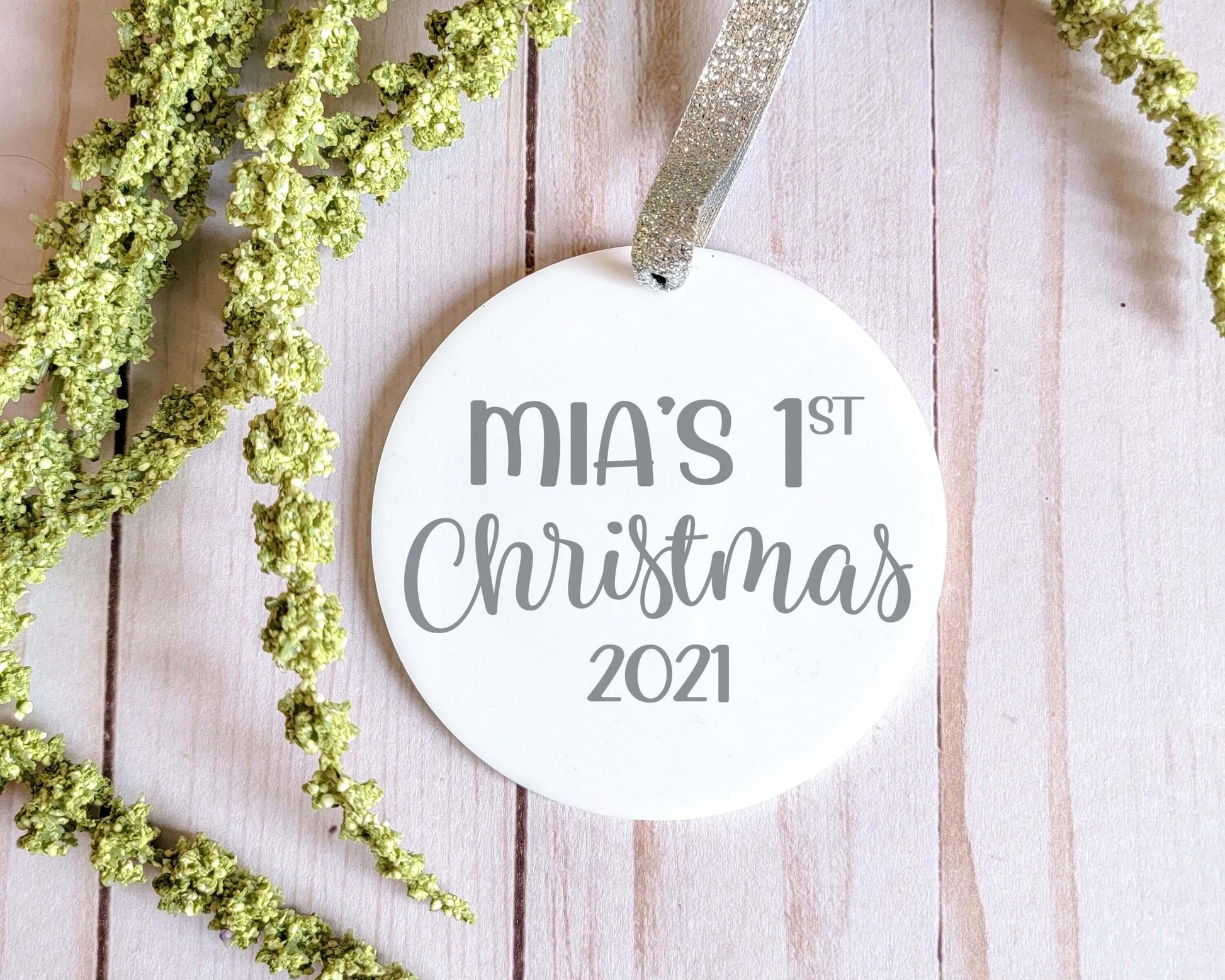 Personalized First Christmas White Acrylic Ornament - Crystal Rose Design Co.
